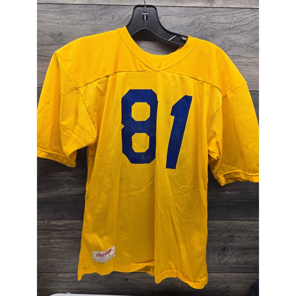 Vintage Rawlings Yellow Mesh Football Jersey Blue Number 81 Youth Large XL